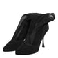 Black Silk Stretch Mesh Sock Boots Shoes