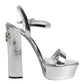 Silver Leather Platform Keira Sandals Shoes