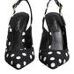 Black White Dotted Stiletto Slingback Shoes