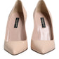 Beige Patent Leather Stiletto Heel Pumps Shoes