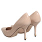 Beige Patent Leather Stiletto Heel Pumps Shoes