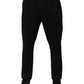 Black Stripes Viscose Skinny Dress Men Pants