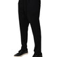 Black Stripes Viscose Skinny Dress Men Pants