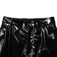 Black Polyester Mid Waist Men Trouser Pants