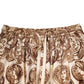 Beige Coin Print Silk Twill Men Jogger Pants
