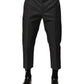 Gray Blue Cotton 3/4 Chinos Crop Trouser Pants