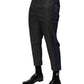 Gray Blue Cotton 3/4 Chinos Crop Trouser Pants