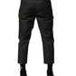 Gray Blue Cotton 3/4 Chinos Crop Trouser Pants