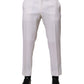 White Polyester Tapered Formal Trouser Pants