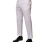 White Polyester Tapered Formal Trouser Pants