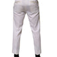 White Polyester Tapered Formal Trouser Pants