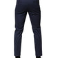 Blue Cotton Tapered Men Formal Trousers Pants