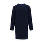 Navy Blue Wool Short Dress