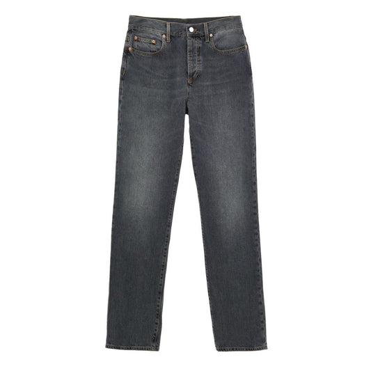 Gray Cotton Relaxed Fit Jeans