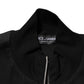 Black Cotton Logo Full Zip Men Bomber Jacket