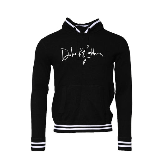 Black Hooded Logo Print Sweatshirt Sweater