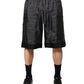 Gray Black Silk DG Logo Men Bermuda Shorts