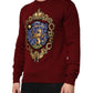 Burgundy Cashmere Lion Crest Pullover Sweater