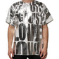 White Cotton Silver Metallic Slogan Print T-shirt
