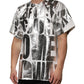 White Cotton Silver Metallic Slogan Print T-shirt