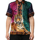 Multicolor Silk Tiger Print Hawaiian T-shirt