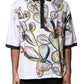 White Sketch Print Oversized Mens Polo T-shirt