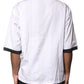 White Sketch Print Oversized Mens Polo T-shirt