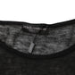 Black Linen Mesh Tattered Longsleeves T-shirt