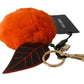 Chic Gold-Tone Fur Ball Keychain