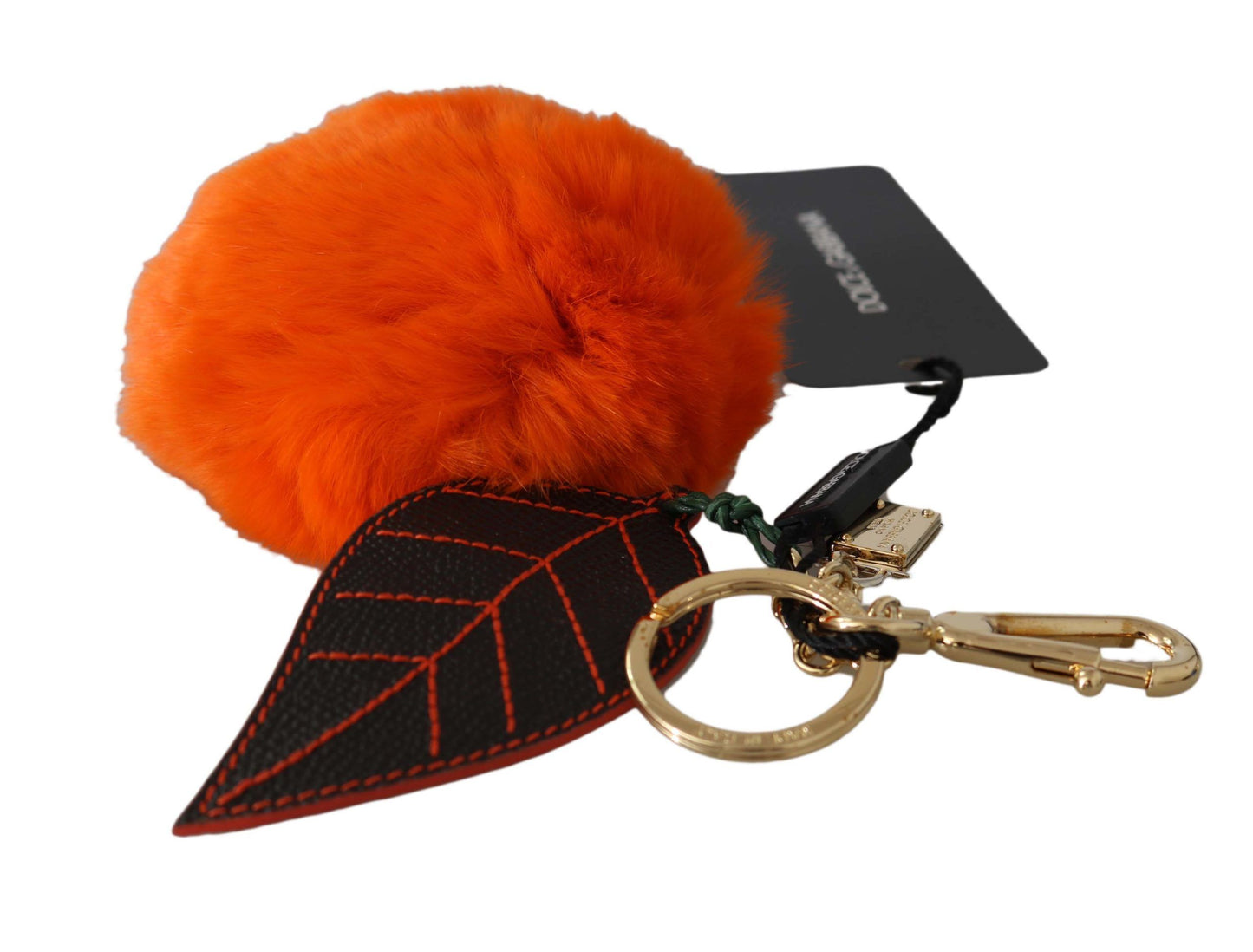 Chic Gold-Tone Fur Ball Keychain