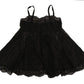 Elegant Black Silk Lace Chemise Dress