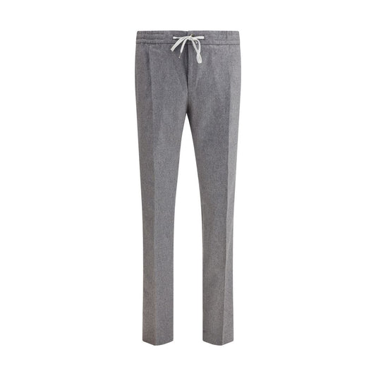 Gray Fleece Wool Casual Pants