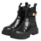 Black Calfskin DG Logo Strap Ankle Boots Shoes