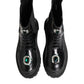 Black Crystal Embellished Combat Boots Shoes