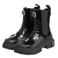 Black Crystal Embellished Combat Boots Shoes