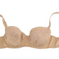Elegant Beige Floral Silk Lingerie Set