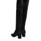 Black Suede Leather Knee High Boots Shoes
