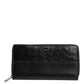 Black Leather Logo Plaque Zip Around Continental Wallet