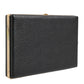 Black Leather Gold Frame Clutch Evening Party Purse Bag