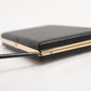 Black Leather Gold Frame Clutch Evening Party Purse Bag
