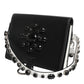 Black Leather Crystal Embellished Card Holder Wallet