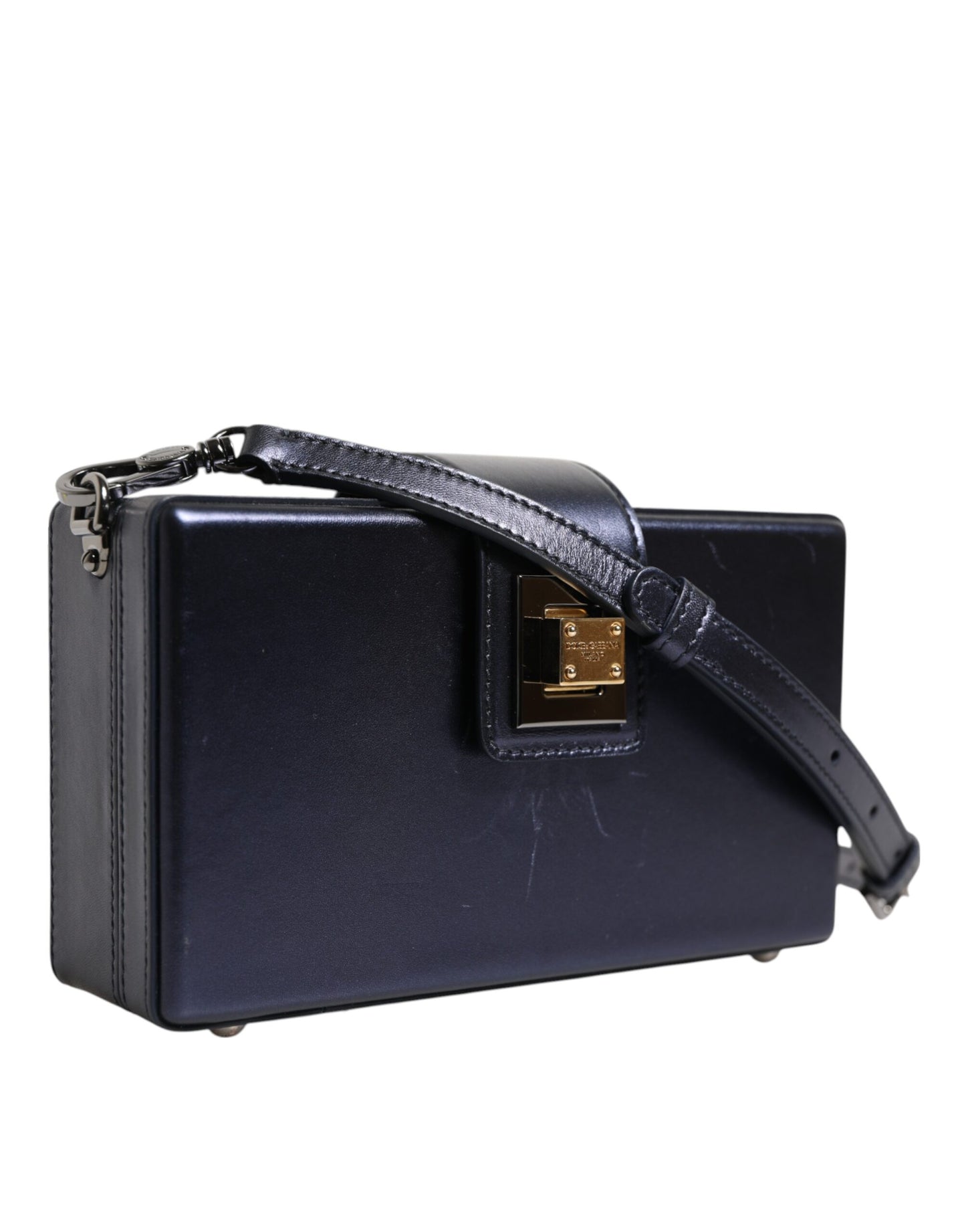 Blue DG BOX Lambskin Leather Crossbody Strap Bag