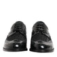 Black Leather Floral Lace Dress Formal  Shoes