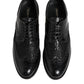 Black Leather Floral Lace Dress Formal  Shoes