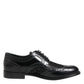 Black Leather Floral Lace Dress Formal  Shoes