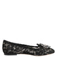 Black Taormina Lace Crystals Flats Shoes