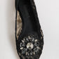 Black Taormina Lace Crystals Flats Shoes