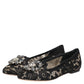 Black Taormina Lace Crystals Flats Shoes