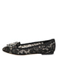 Black Taormina Lace Crystals Flats Shoes