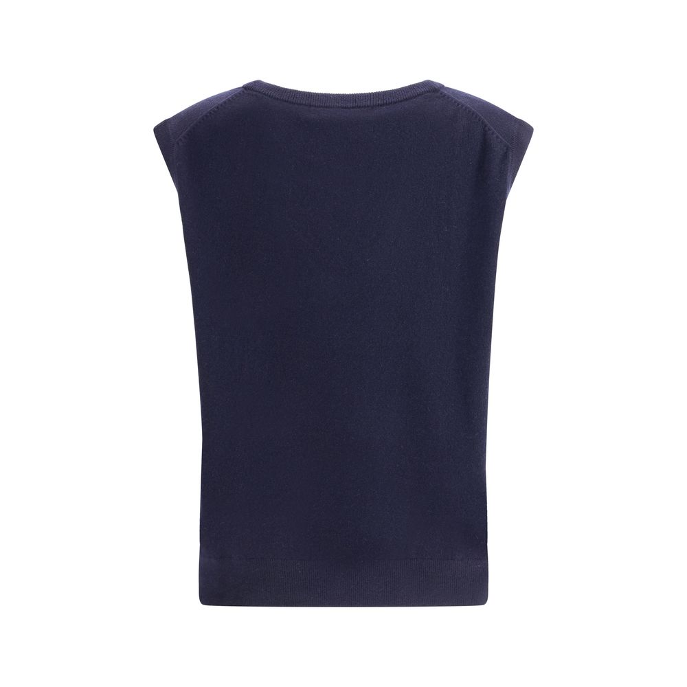 Blue Cashmere Sleeveles Sweater